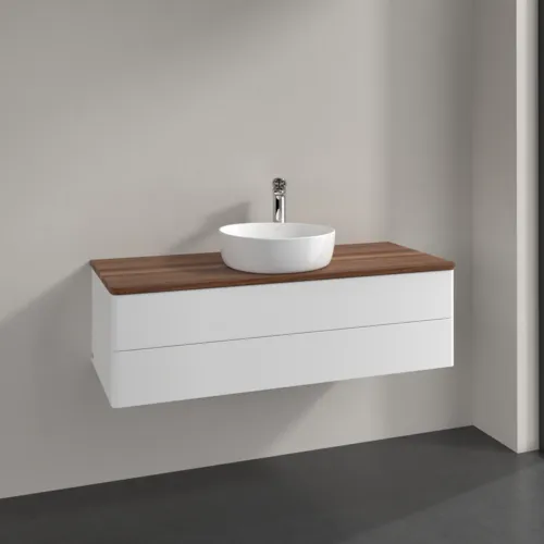 VILLEROY BOCH Antao Waschbeckenunterschrank, 2 Auszüge, 1200 x 360 x 500 mm, Front ohne Struktur, White Matt Lacquer / Warm Walnut #K21052MT, Bild 2
