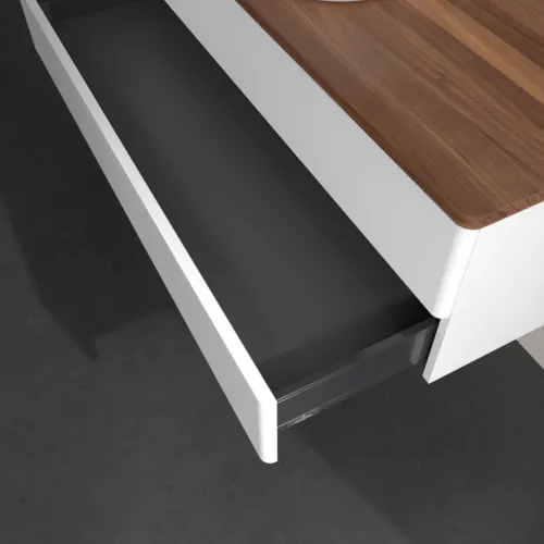 VILLEROY BOCH Antao Waschbeckenunterschrank, 2 Auszüge, 1200 x 360 x 500 mm, Front ohne Struktur, White Matt Lacquer / Warm Walnut #K21052MT, Bild 5