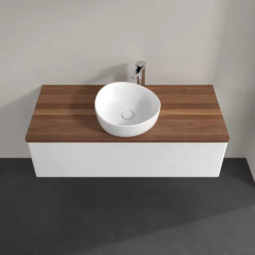 VILLEROY BOCH Antao Waschbeckenunterschrank, 2 Auszüge, 1200 x 360 x 500 mm, Front ohne Struktur, White Matt Lacquer / Warm Walnut #K21052MT, Bild 4