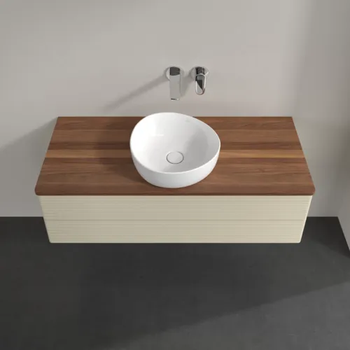 Bild von VILLEROY BOCH Antao Waschbeckenunterschrank, 2 Auszüge, 1200 x 360 x 500 mm, Front mit Struktur, Silk Grey Matt Lacquer / Warm Walnut #K21112HJ