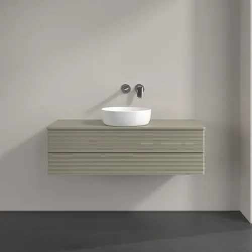 Bild von VILLEROY BOCH Antao Waschbeckenunterschrank, 2 Auszüge, 1200 x 360 x 500 mm, Front mit Struktur, Stone Grey Matt Lacquer / Stone Grey Matt Lacquer #K21150HK