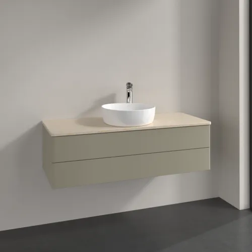 VILLEROY BOCH Antao Waschbeckenunterschrank, 2 Auszüge, 1200 x 360 x 500 mm, Front ohne Struktur, Stone Grey Matt Lacquer / Botticino #K21053HK, Bild 2
