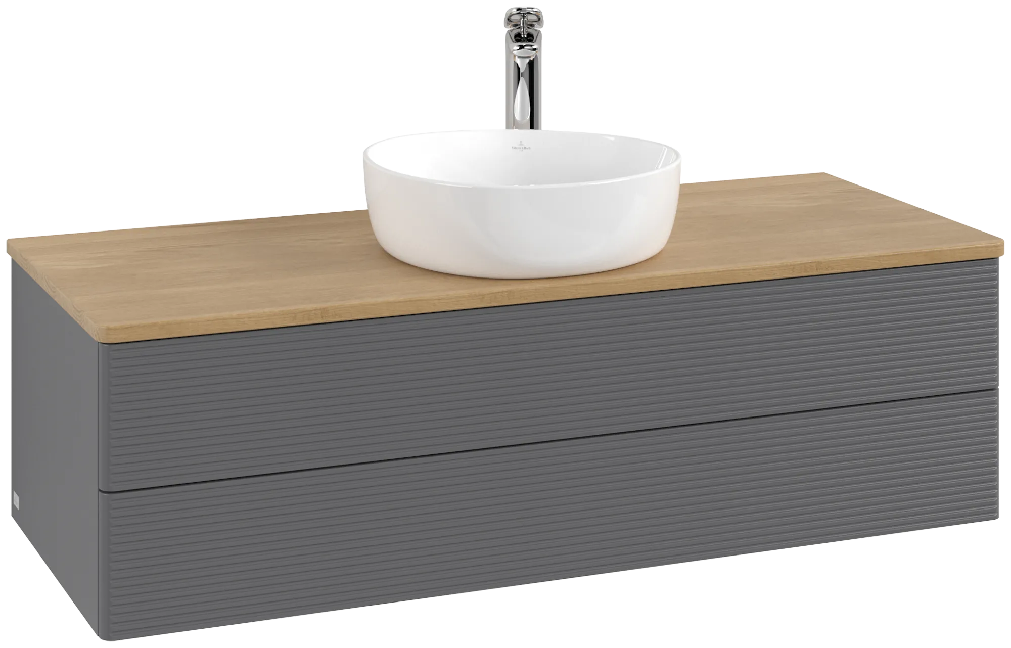 Picture of VILLEROY BOCH Antao Vanity unit, 2 pull-out compartments, 1200 x 360 x 500 mm, Front with grain texture, Anthracite Matt Lacquer / Honey Oak #K21151GK