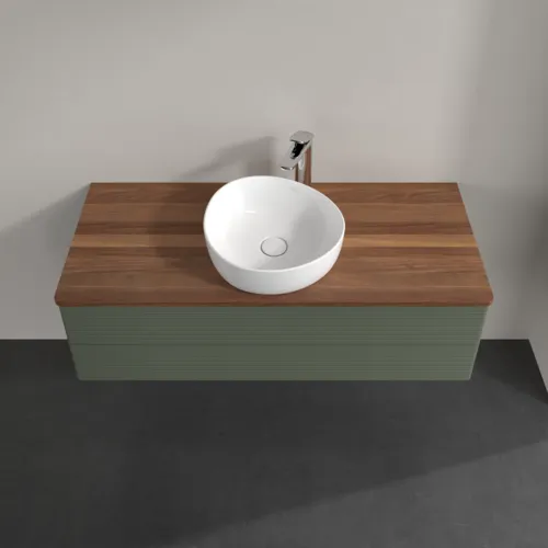 Bild von VILLEROY BOCH Antao Waschbeckenunterschrank, 2 Auszüge, 1200 x 360 x 500 mm, Front mit Struktur, Leaf Green Matt Lacquer / Warm Walnut #K21152HL