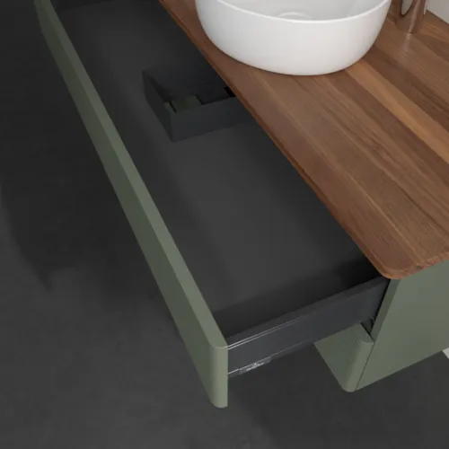 Bild von VILLEROY BOCH Antao Waschbeckenunterschrank, 2 Auszüge, 1200 x 360 x 500 mm, Front mit Struktur, Leaf Green Matt Lacquer / Warm Walnut #K21152HL