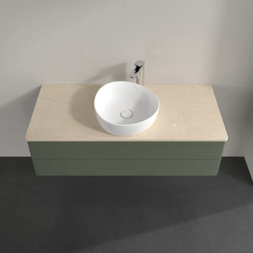 Bild von VILLEROY BOCH Antao Waschbeckenunterschrank, 2 Auszüge, 1200 x 360 x 500 mm, Front mit Struktur, Leaf Green Matt Lacquer / Botticino #K21153HL