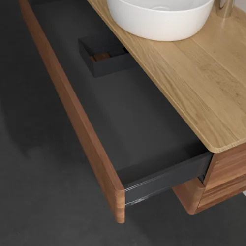 Bild von VILLEROY BOCH Antao Waschbeckenunterschrank, 2 Auszüge, 1200 x 360 x 500 mm, Front mit Struktur, Warm Walnut / Honey Oak #K21151HM