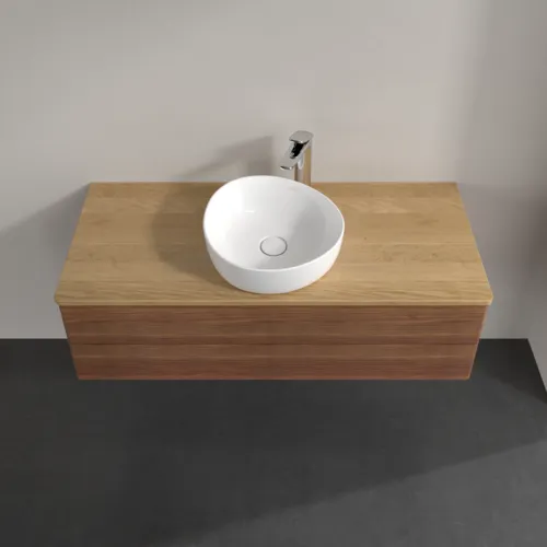 Bild von VILLEROY BOCH Antao Waschbeckenunterschrank, 2 Auszüge, 1200 x 360 x 500 mm, Front mit Struktur, Warm Walnut / Honey Oak #K21151HM