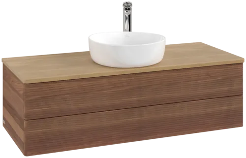 Picture of VILLEROY BOCH Antao Vanity unit, 2 pull-out compartments, 1200 x 360 x 500 mm, Front with grain texture, Warm Walnut / Honey Oak #K21151HM