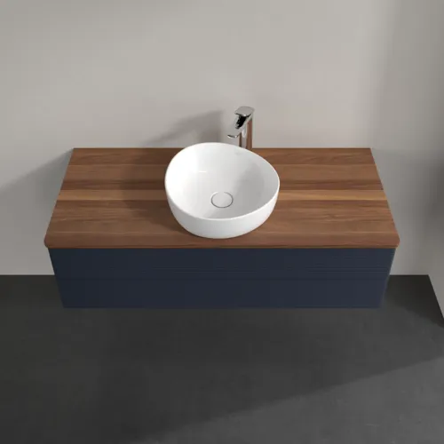 Bild von VILLEROY BOCH Antao Waschbeckenunterschrank, 2 Auszüge, 1200 x 360 x 500 mm, Front mit Struktur, Midnight Blue Matt Lacquer / Warm Walnut #K21152HG