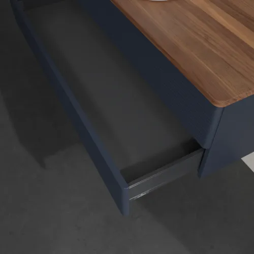 Bild von VILLEROY BOCH Antao Waschbeckenunterschrank, 2 Auszüge, 1200 x 360 x 500 mm, Front mit Struktur, Midnight Blue Matt Lacquer / Warm Walnut #K21152HG