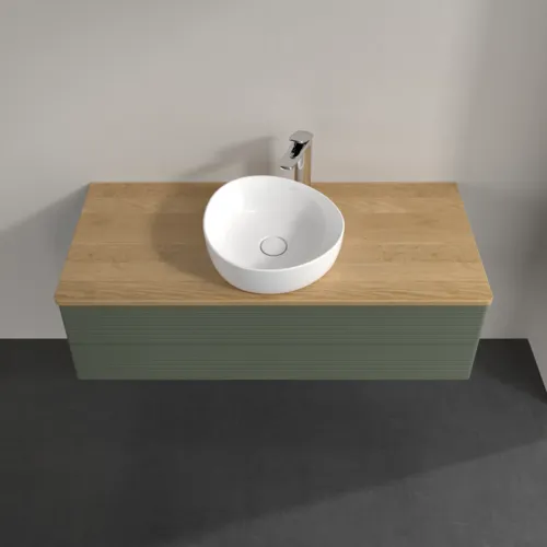 Bild von VILLEROY BOCH Antao Waschbeckenunterschrank, 2 Auszüge, 1200 x 360 x 500 mm, Front mit Struktur, Leaf Green Matt Lacquer / Honey Oak #K21151HL