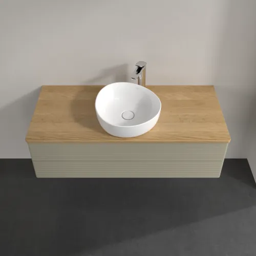 Bild von VILLEROY BOCH Antao Waschbeckenunterschrank, 2 Auszüge, 1200 x 360 x 500 mm, Front mit Struktur, Stone Grey Matt Lacquer / Honey Oak #K21151HK