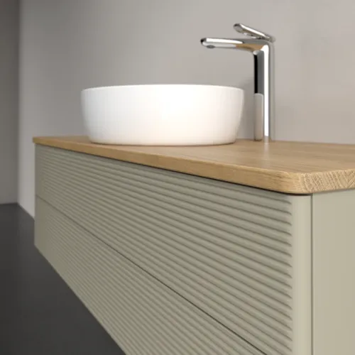 Bild von VILLEROY BOCH Antao Waschbeckenunterschrank, 2 Auszüge, 1200 x 360 x 500 mm, Front mit Struktur, Stone Grey Matt Lacquer / Honey Oak #K21151HK