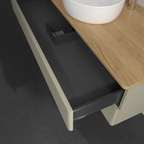 Bild von VILLEROY BOCH Antao Waschbeckenunterschrank, 2 Auszüge, 1200 x 360 x 500 mm, Front mit Struktur, Stone Grey Matt Lacquer / Honey Oak #K21151HK