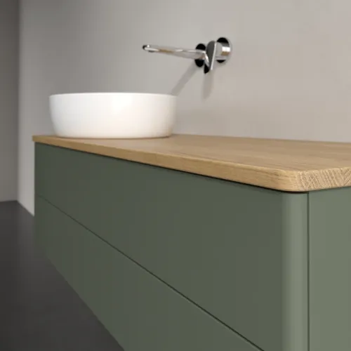 VILLEROY BOCH Antao Waschbeckenunterschrank, 2 Auszüge, 1200 x 360 x 500 mm, Front ohne Struktur, Leaf Green Matt Lacquer / Honey Oak #K22011HL, Bild 5