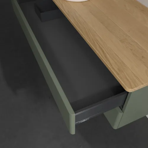 VILLEROY BOCH Antao Waschbeckenunterschrank, 2 Auszüge, 1200 x 360 x 500 mm, Front ohne Struktur, Leaf Green Matt Lacquer / Honey Oak #K22011HL, Bild 7