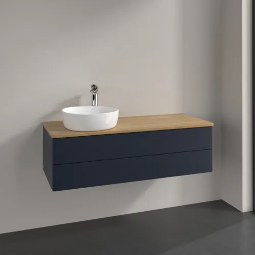 VILLEROY BOCH Antao Waschbeckenunterschrank, 2 Auszüge, 1200 x 360 x 500 mm, Front ohne Struktur, Midnight Blue Matt Lacquer / Honey Oak #K22051HG, Bild 2