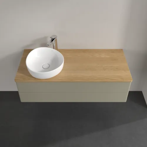 VILLEROY BOCH Antao Waschbeckenunterschrank, 2 Auszüge, 1200 x 360 x 500 mm, Front ohne Struktur, Stone Grey Matt Lacquer / Honey Oak #K22051HK, Bild 4