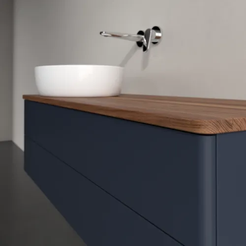 VILLEROY BOCH Antao Waschbeckenunterschrank, 2 Auszüge, 1200 x 360 x 500 mm, Front ohne Struktur, Midnight Blue Matt Lacquer / Warm Walnut #K22012HG, Bild 5