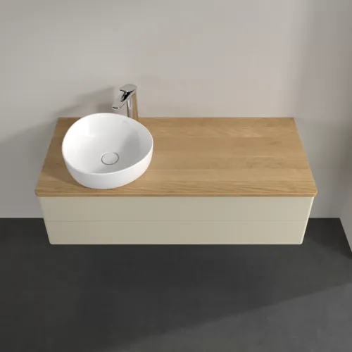 VILLEROY BOCH Antao Waschbeckenunterschrank, 2 Auszüge, 1200 x 360 x 500 mm, Front ohne Struktur, Silk Grey Matt Lacquer / Honey Oak #K22051HJ, Bild 4