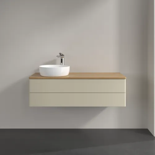 VILLEROY BOCH Antao Waschbeckenunterschrank, 2 Auszüge, 1200 x 360 x 500 mm, Front ohne Struktur, Silk Grey Matt Lacquer / Honey Oak #K22051HJ, Bild 3