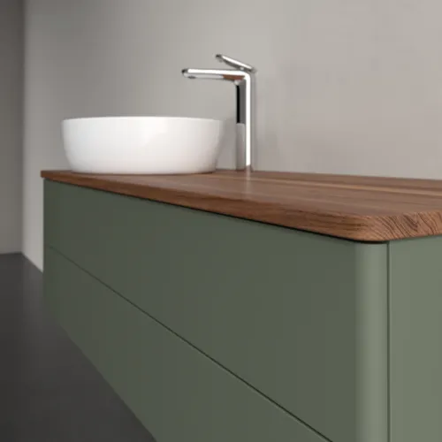 Picture of VILLEROY BOCH Antao Vanity unit, 2 pull-out compartments, 1200 x 360 x 500 mm, Front without structure, Leaf Green Matt Lacquer / Warm Walnut #K22052HL