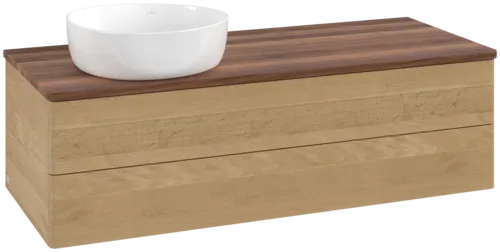 Bild von VILLEROY BOCH Antao Waschbeckenunterschrank, 2 Auszüge, 1200 x 360 x 500 mm, Front ohne Struktur, Honey Oak / Warm Walnut #K22012HN