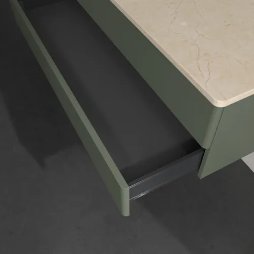 Bild von VILLEROY BOCH Antao Waschbeckenunterschrank, 2 Auszüge, 1200 x 360 x 500 mm, Front ohne Struktur, Leaf Green Matt Lacquer / Botticino #K22053HL