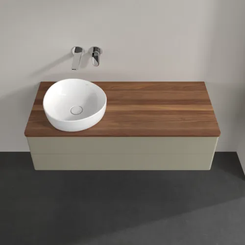 VILLEROY BOCH Antao Waschbeckenunterschrank, 2 Auszüge, 1200 x 360 x 500 mm, Front ohne Struktur, Stone Grey Matt Lacquer / Warm Walnut #K22012HK, Bild 4