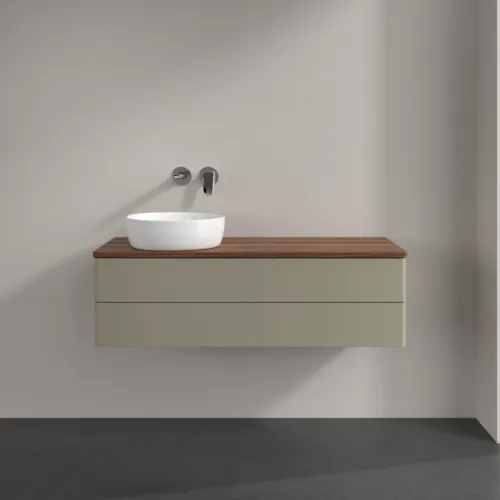 VILLEROY BOCH Antao Waschbeckenunterschrank, 2 Auszüge, 1200 x 360 x 500 mm, Front ohne Struktur, Stone Grey Matt Lacquer / Warm Walnut #K22012HK, Bild 3