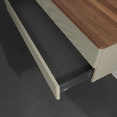Bild von VILLEROY BOCH Antao Waschbeckenunterschrank, 2 Auszüge, 1200 x 360 x 500 mm, Front mit Struktur, Stone Grey Matt Lacquer / Warm Walnut #K22112HK