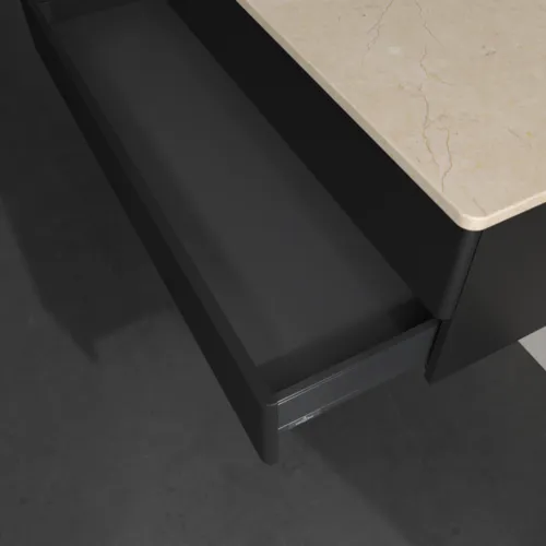 Obrázek VILLEROY BOCH Antao Vanity unit, 2 pull-out compartments, 1200 x 360 x 500 mm, Front with grain texture, Black Matt Lacquer / Botticino #K22113PD