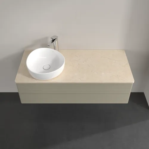 Bild von VILLEROY BOCH Antao Waschbeckenunterschrank, 2 Auszüge, 1200 x 360 x 500 mm, Front mit Struktur, Stone Grey Matt Lacquer / Botticino #K22153HK