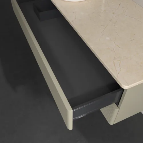 Bild von VILLEROY BOCH Antao Waschbeckenunterschrank, 2 Auszüge, 1200 x 360 x 500 mm, Front mit Struktur, Stone Grey Matt Lacquer / Botticino #K22153HK