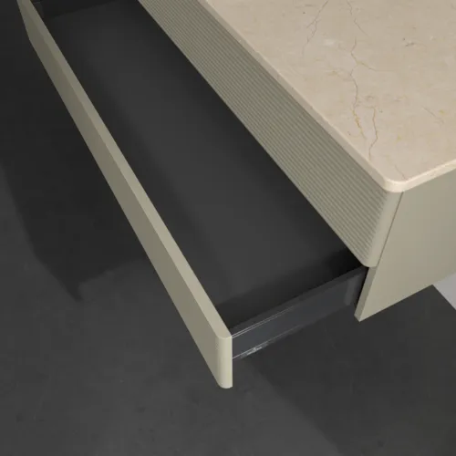 Bild von VILLEROY BOCH Antao Waschbeckenunterschrank, 2 Auszüge, 1200 x 360 x 500 mm, Front mit Struktur, Stone Grey Matt Lacquer / Botticino #K22153HK