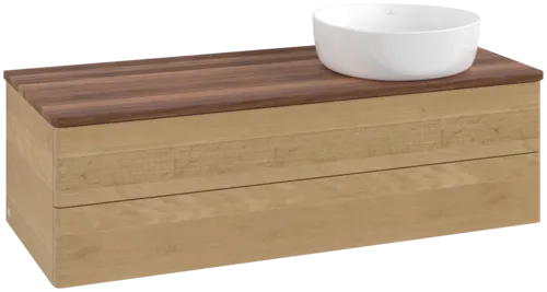 Bild von VILLEROY BOCH Antao Waschbeckenunterschrank, 2 Auszüge, 1200 x 360 x 500 mm, Front ohne Struktur, Honey Oak / Warm Walnut #K23012HN
