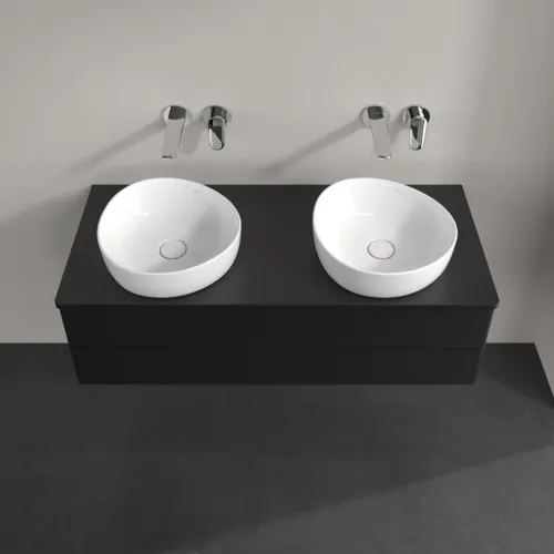 Bild von VILLEROY BOCH Antao Waschbeckenunterschrank, 2 Auszüge, 1200 x 360 x 500 mm, Front mit Struktur, Black Matt Lacquer / Black Matt Lacquer #K24110PD