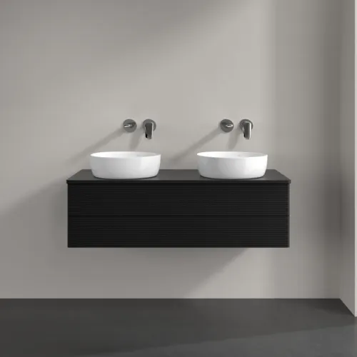 Bild von VILLEROY BOCH Antao Waschbeckenunterschrank, 2 Auszüge, 1200 x 360 x 500 mm, Front mit Struktur, Black Matt Lacquer / Black Matt Lacquer #K24110PD