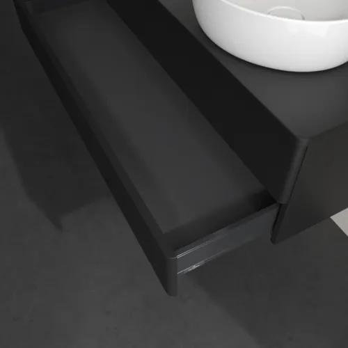 Bild von VILLEROY BOCH Antao Waschbeckenunterschrank, 2 Auszüge, 1200 x 360 x 500 mm, Front mit Struktur, Black Matt Lacquer / Black Matt Lacquer #K24110PD