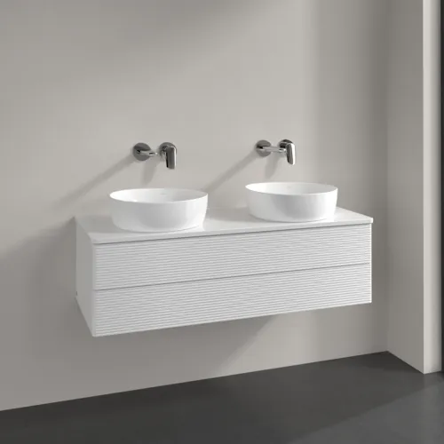 Bild von VILLEROY BOCH Antao Waschbeckenunterschrank, 2 Auszüge, 1200 x 360 x 500 mm, Front mit Struktur, Glossy White Lacquer / Glossy White Lacquer #K24110GF