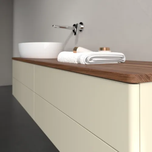 Bild von VILLEROY BOCH Antao Waschbeckenunterschrank, 4 Auszüge, 1600 x 360 x 500 mm, Front ohne Struktur, Silk Grey Matt Lacquer / Warm Walnut #K26012HJ