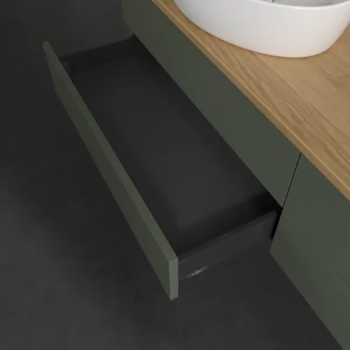 Bild von VILLEROY BOCH Antao Waschbeckenunterschrank, 4 Auszüge, 1600 x 360 x 500 mm, Front ohne Struktur, Leaf Green Matt Lacquer / Honey Oak #K26051HL