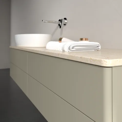 Bild von VILLEROY BOCH Antao Waschbeckenunterschrank, 4 Auszüge, 1600 x 360 x 500 mm, Front ohne Struktur, Stone Grey Matt Lacquer / Botticino #K26013HK