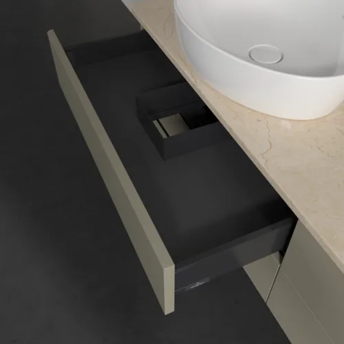 Bild von VILLEROY BOCH Antao Waschbeckenunterschrank, 4 Auszüge, 1600 x 360 x 500 mm, Front ohne Struktur, Stone Grey Matt Lacquer / Botticino #K26013HK