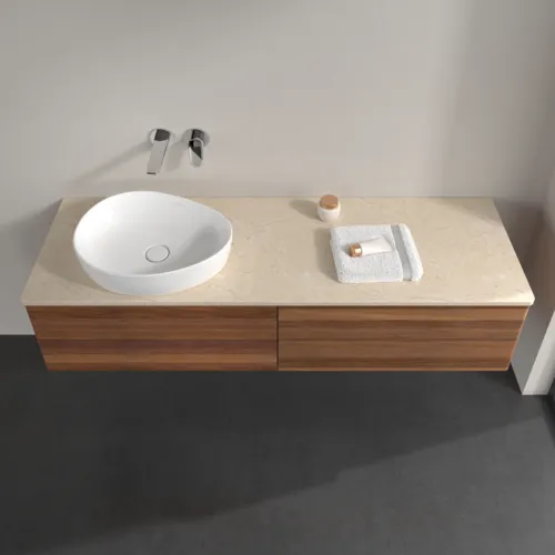 Bild von VILLEROY BOCH Antao Waschbeckenunterschrank, 4 Auszüge, 1600 x 360 x 500 mm, Front ohne Struktur, Warm Walnut / Botticino #K26013HM