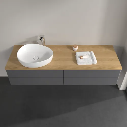 Obrázek VILLEROY BOCH Antao Vanity unit, 4 pull-out compartments, 1600 x 360 x 500 mm, Front without structure, Anthracite Matt Lacquer / Honey Oak #K26051GK