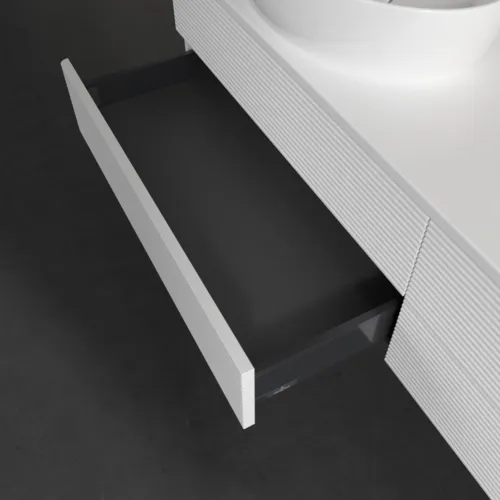 Picture of VILLEROY BOCH Antao Vanity unit, 4 pull-out compartments, 1600 x 360 x 500 mm, Front with grain texture, White Matt Lacquer / White Matt Lacquer #K26110MT