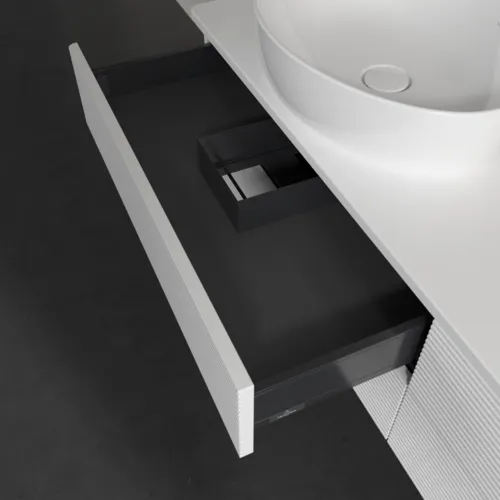Picture of VILLEROY BOCH Antao Vanity unit, 4 pull-out compartments, 1600 x 360 x 500 mm, Front with grain texture, White Matt Lacquer / White Matt Lacquer #K26110MT