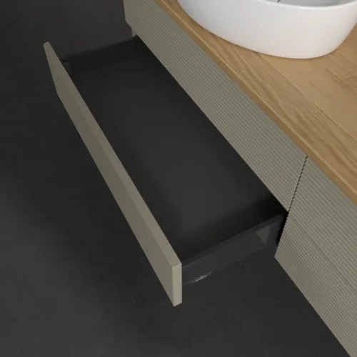 Bild von VILLEROY BOCH Antao Waschbeckenunterschrank, 4 Auszüge, 1600 x 360 x 500 mm, Front mit Struktur, Stone Grey Matt Lacquer / Honey Oak #K26111HK
